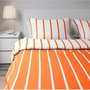 Ikea Orange White Striped King Reversible Duvet Cover NWT/NIB